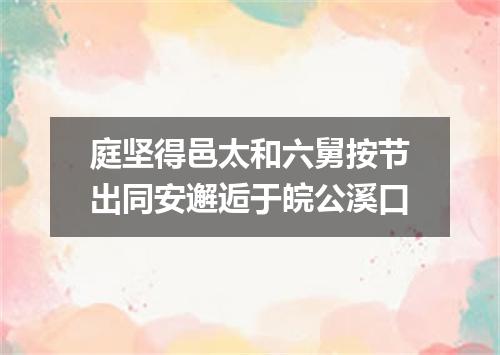 庭坚得邑太和六舅按节出同安邂逅于皖公溪口