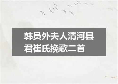 韩员外夫人清河县君崔氏挽歌二首
