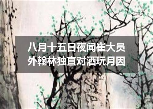 八月十五日夜闻崔大员外翰林独直对酒玩月因