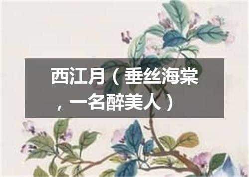 西江月（垂丝海棠，一名醉美人）