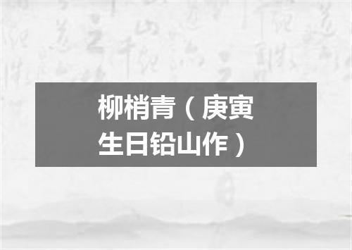 柳梢青（庚寅生日铅山作）