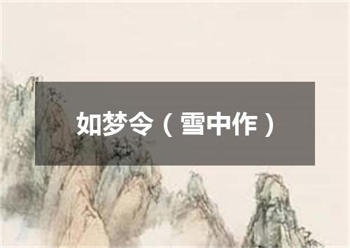 如梦令（雪中作）