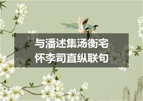 与潘述集汤衡宅怀李司直纵联句
