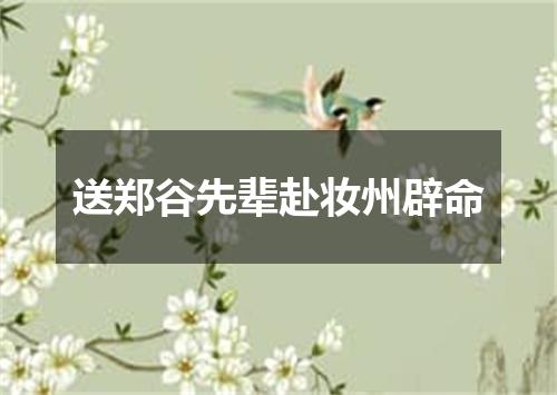 送郑谷先辈赴妆州辟命
