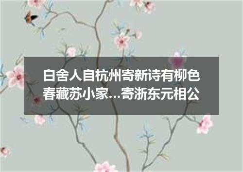 白舍人自杭州寄新诗有柳色春藏苏小家…寄浙东元相公