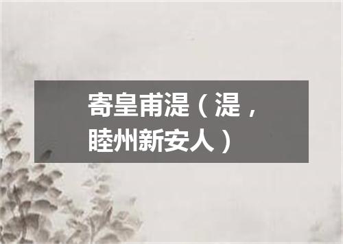 寄皇甫湜(湜,睦州新安人)