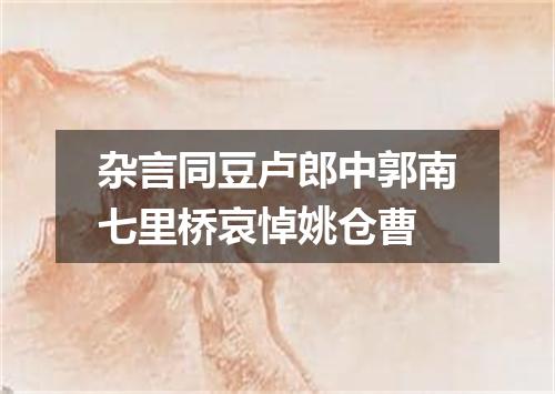 杂言同豆卢郎中郭南七里桥哀悼姚仓曹