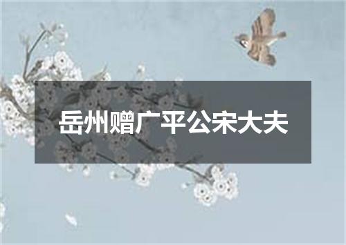 岳州赠广平公宋大夫