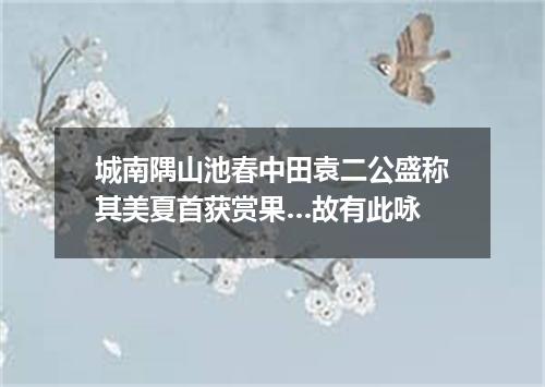 城南隅山池春中田袁二公盛称其美夏首获赏果…故有此咏