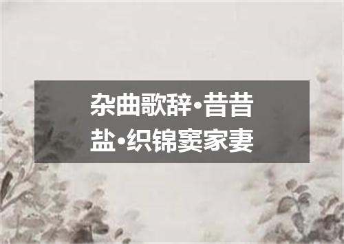 杂曲歌辞·昔昔盐·织锦窦家妻