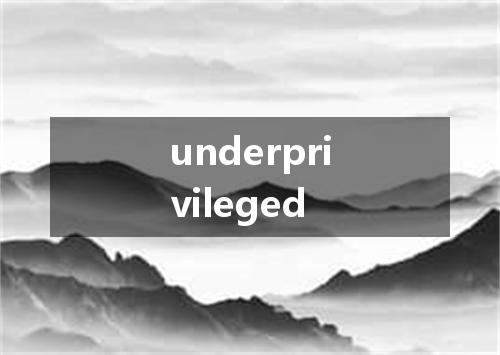underprivileged是什么意思