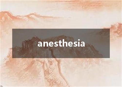 anesthesia是什么意思