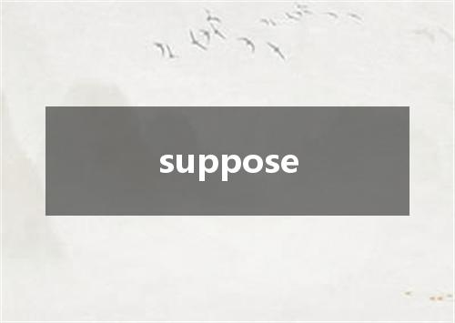 suppose是什么意思