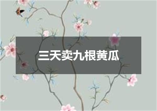 三天卖九根黄瓜