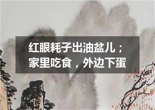 红眼耗子出油盆儿；家里吃食，外边下蛋