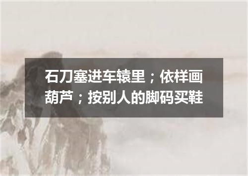 石刀塞进车辕里；依样画葫芦；按别人的脚码买鞋