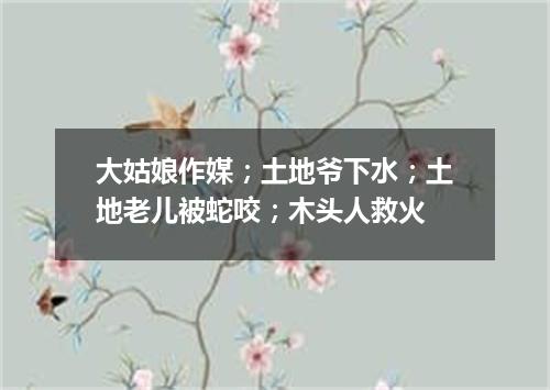 大姑娘作媒；土地爷下水；土地老儿被蛇咬；木头人救火