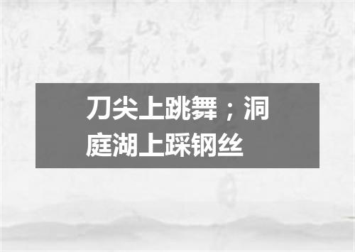 刀尖上跳舞；洞庭湖上踩钢丝