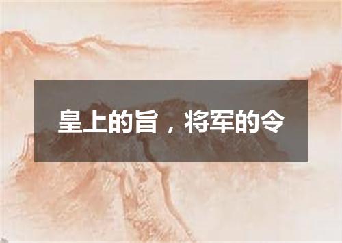 皇上的旨，将军的令