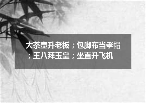 大茶壶升老板；包脚布当孝帽；王八拜玉皇；坐直升飞机