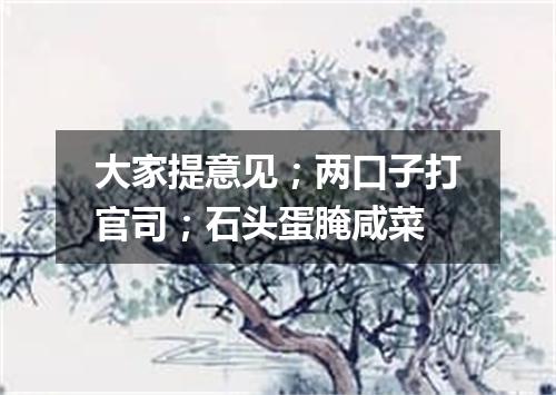 大家提意见；两口子打官司；石头蛋腌咸菜