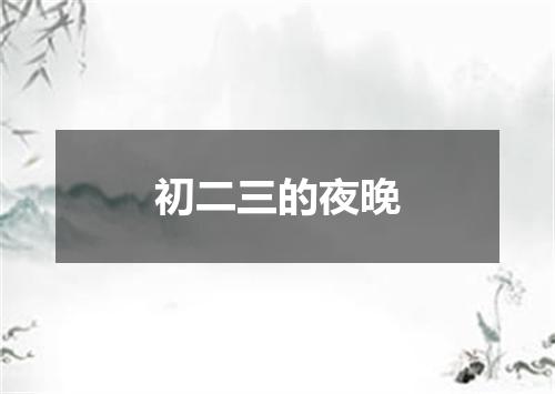 初二三的夜晚