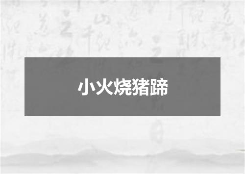 小火烧猪蹄