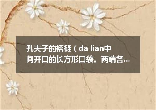 孔夫子的褡裢（da lian中间开口的长方形口袋。两端各成一个袋）