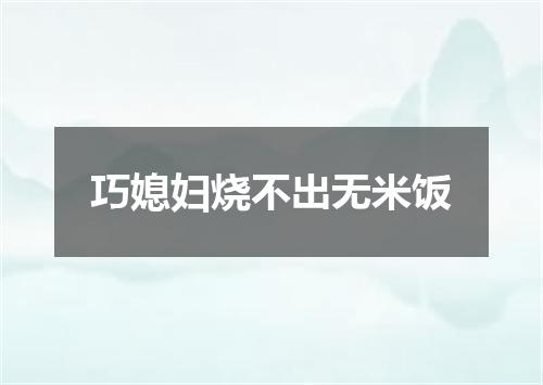 巧媳妇烧不出无米饭
