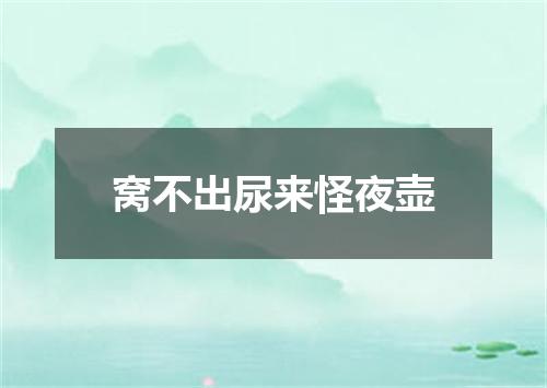 窝不出尿来怪夜壶