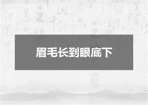 眉毛长到眼底下