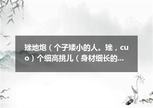 矬地炮（个子矮小的人。矬，cuo）个细高挑儿（身材细长的人）
