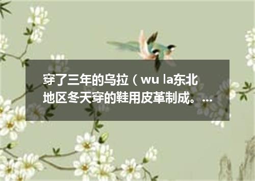 穿了三年的乌拉（wu la东北地区冬天穿的鞋用皮革制成。里面垫乌拉草）