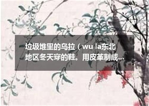 垃圾堆里的乌拉（wu la东北地区冬天穿的鞋。用皮革制成，里面垫乌拉草）