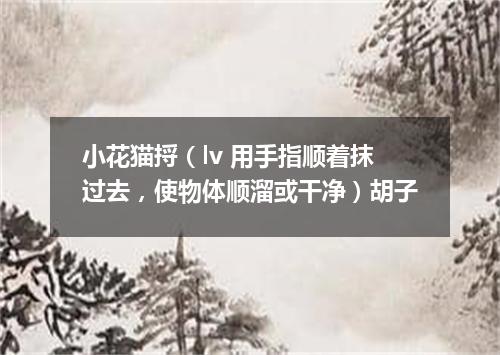 小花猫捋（lv 用手指顺着抹过去，使物体顺溜或干净）胡子