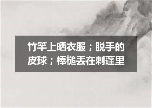 竹竿上晒衣服；脱手的皮球；棒槌丢在刺蓬里