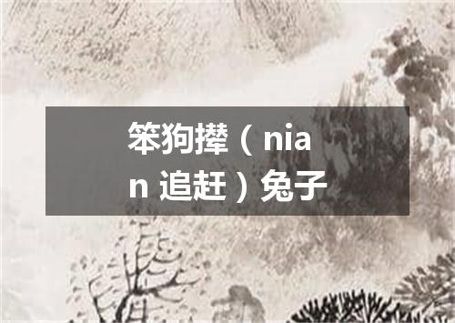 笨狗撵（nian 追赶）兔子