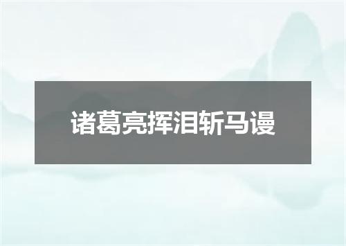 诸葛亮挥泪斩马谩