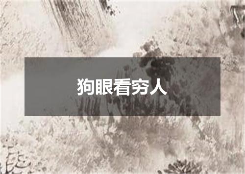狗眼看穷人
