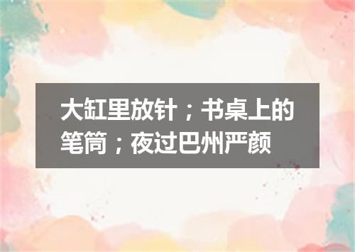 大缸里放针；书桌上的笔筒；夜过巴州严颜