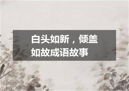 白头如新，倾盖如故成语故事