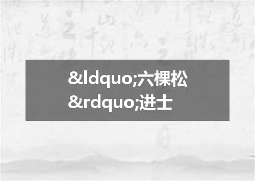 &ldquo;六棵松&rdquo;进士