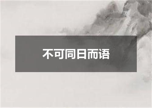 不可同日而语