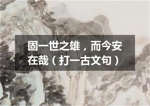 固一世之雄，而今安在哉（打一古文句）