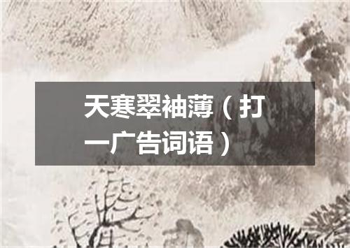 天寒翠袖薄（打一广告词语）