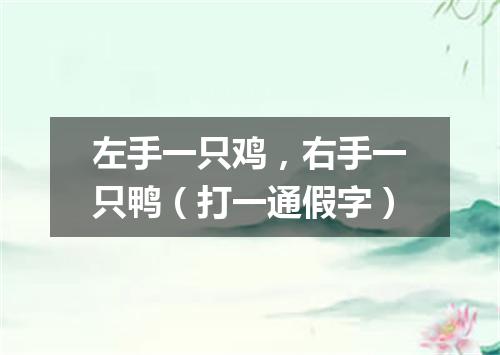 左手一只鸡，右手一只鸭（打一通假字）