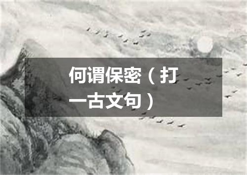 何谓保密（打一古文句）