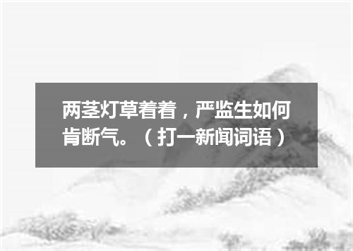 两茎灯草着着，严监生如何肯断气。（打一新闻词语）