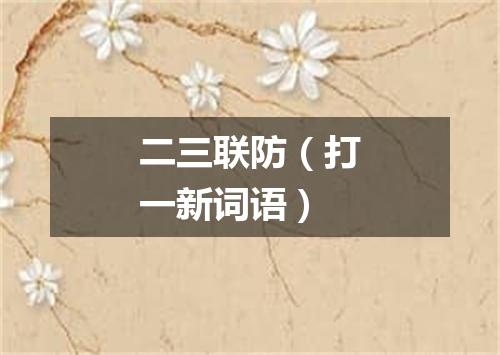 二三联防（打一新词语）