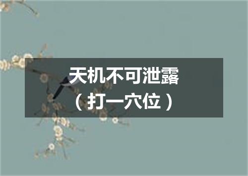 天机不可泄露（打一穴位）